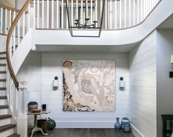 Large Textured Abstract Painting: Earth Tone Contemporary Wall Art