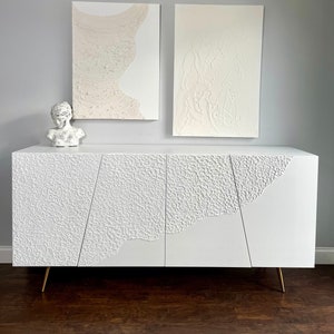 Large sideboard white half textured Japandi Style
