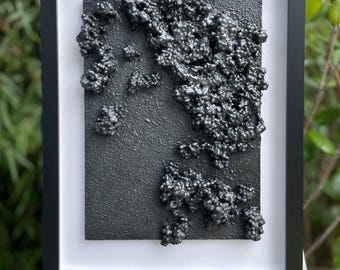 Black 3D Textured Wall Art: Metallic Wabi Sabi Minimalist Decor