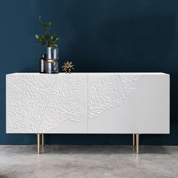 Modernes Midcentury Sideboard mit strukturierten Türen