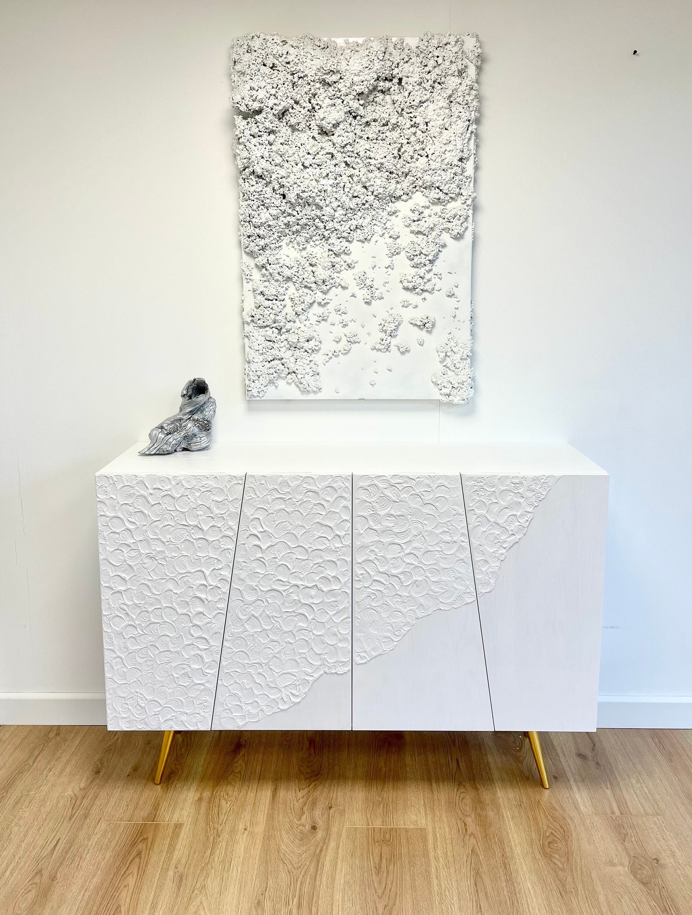 Textured 2024 white sideboard