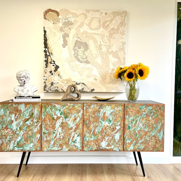 Midcentury style sideboard copper patina