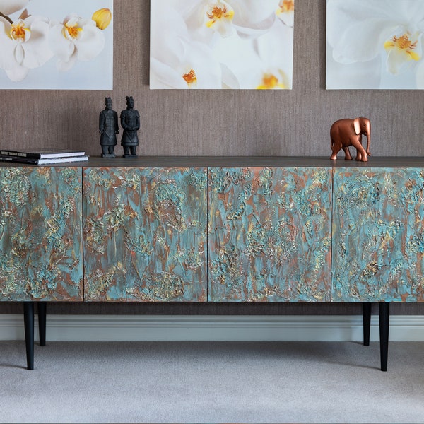 Midcentury style sideboard copper patina
