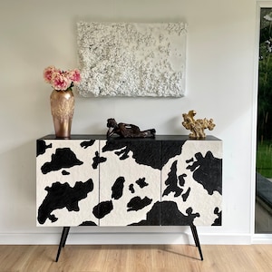 Cow print textured sideboard. Custom made. Bespoke furniture