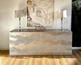 Extra large textured sideboard. Large credenza. Large TV unit.