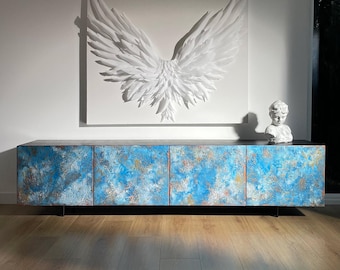 Azure Lagoon – Luxury Textured Sideboard & TV Unit – Handmade Bespoke Credenza