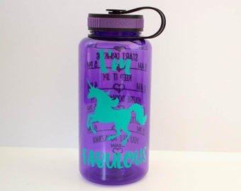 Unicorn Water Bottle - I'm Fabulous - Water Intake Bottle -  Water Timeline - Wide Mouth - Drink Bottle - Giveaway Prize - BPA Free