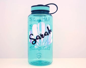 Mermaid Seashell - Personalized - Water Intake Bottle - Hourly Tracker - Water Timeline - Water Motivation - Wide Mouth Bottle
