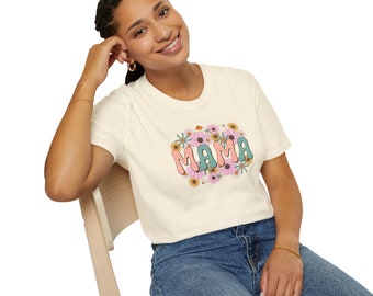 Retro Mama Springtime Blooms Unisex Softstyle T-Shirt