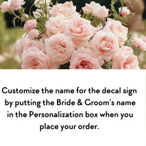 Custom Welcome Sign Decal Personalized Wedding Signage, DIY Wedding, Mirror & Frame Decal, Up to 36 Wide image 6