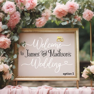 Custom Welcome Sign Decal Personalized Wedding Signage, DIY Wedding, Mirror & Frame Decal, Up to 36 Wide Option 1