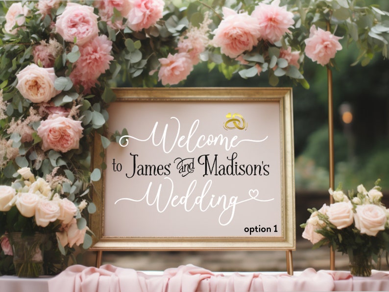 Custom Welcome Sign Decal Personalized Wedding Signage, DIY Wedding, Mirror & Frame Decal, Up to 36 Wide Option 1