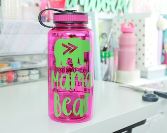 MAMA BEAR bottle - Water Intake Bottle - Special Pricing! - Hourly Water Tracker - Drink Bottle - Water Challenge - Tribal Style - BPA Free