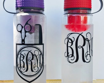 Fruit Infuser Water Bottle - Monogram Design - hair dresser - pocket design - two different design options