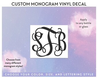 Custom Monogram - Personalized Monogram Decal - Customizable Initials, Color, Size, and Style