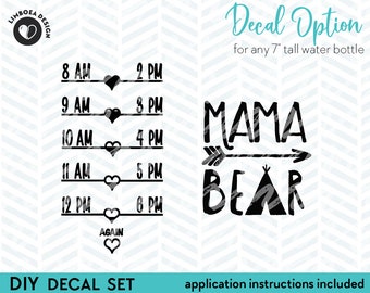 Mama Bear - Decal set - Water intake chart - Teepee and arrow - DIY - Vinyl Decals - Do it yourself