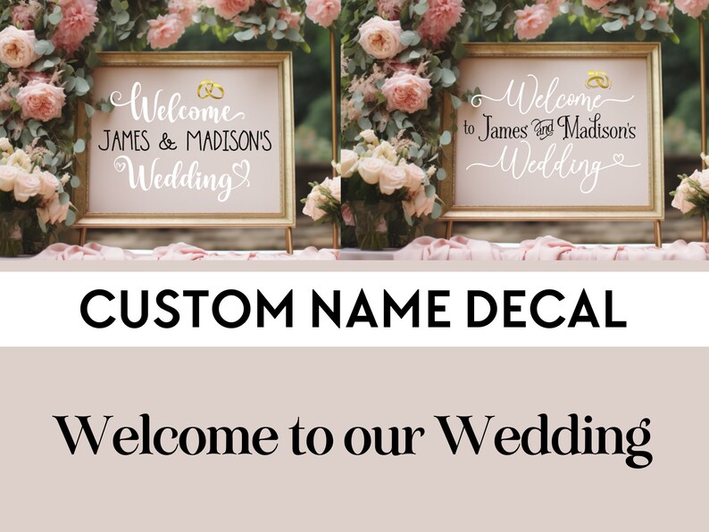 Custom Welcome Sign Decal Personalized Wedding Signage, DIY Wedding, Mirror & Frame Decal, Up to 36 Wide image 8