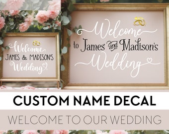 Custom Welcome Sign Decal - Personalized Wedding Signage, DIY Wedding, Mirror & Frame Decal, Up to 36" Wide