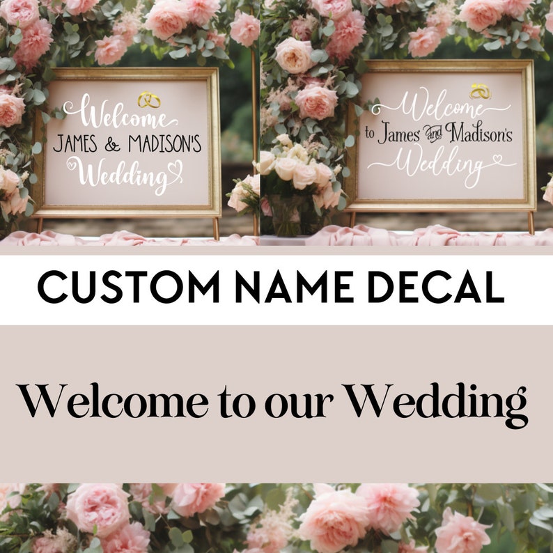 Custom Welcome Sign Decal Personalized Wedding Signage, DIY Wedding, Mirror & Frame Decal, Up to 36 Wide image 7