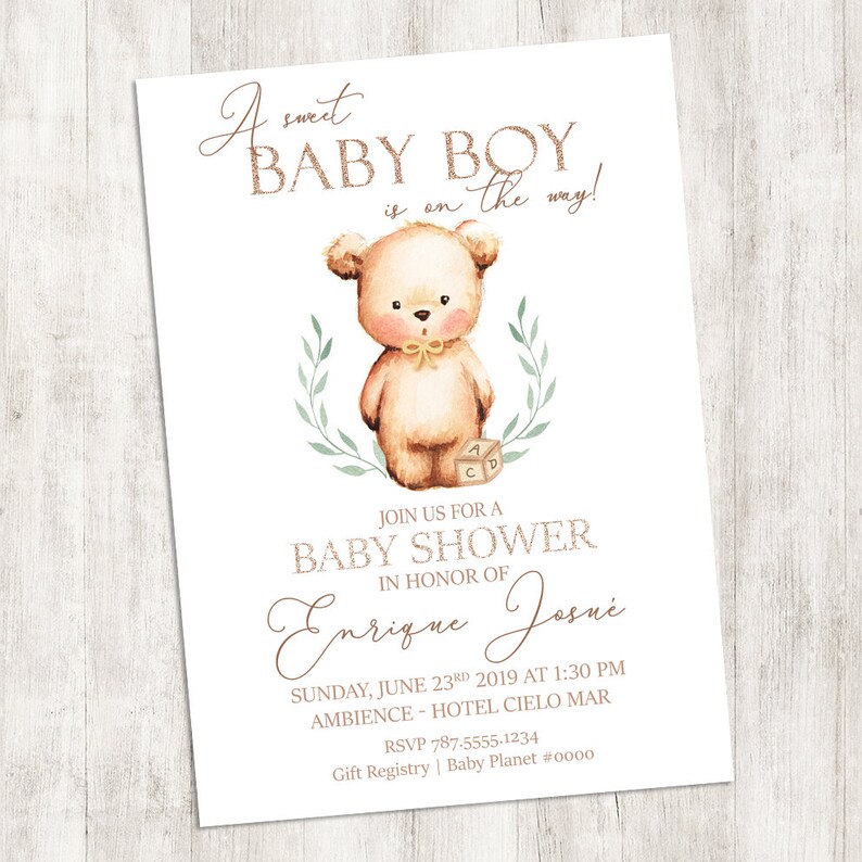 Teddy Bear Baby BOY Shower Invitation PRINTABLE 