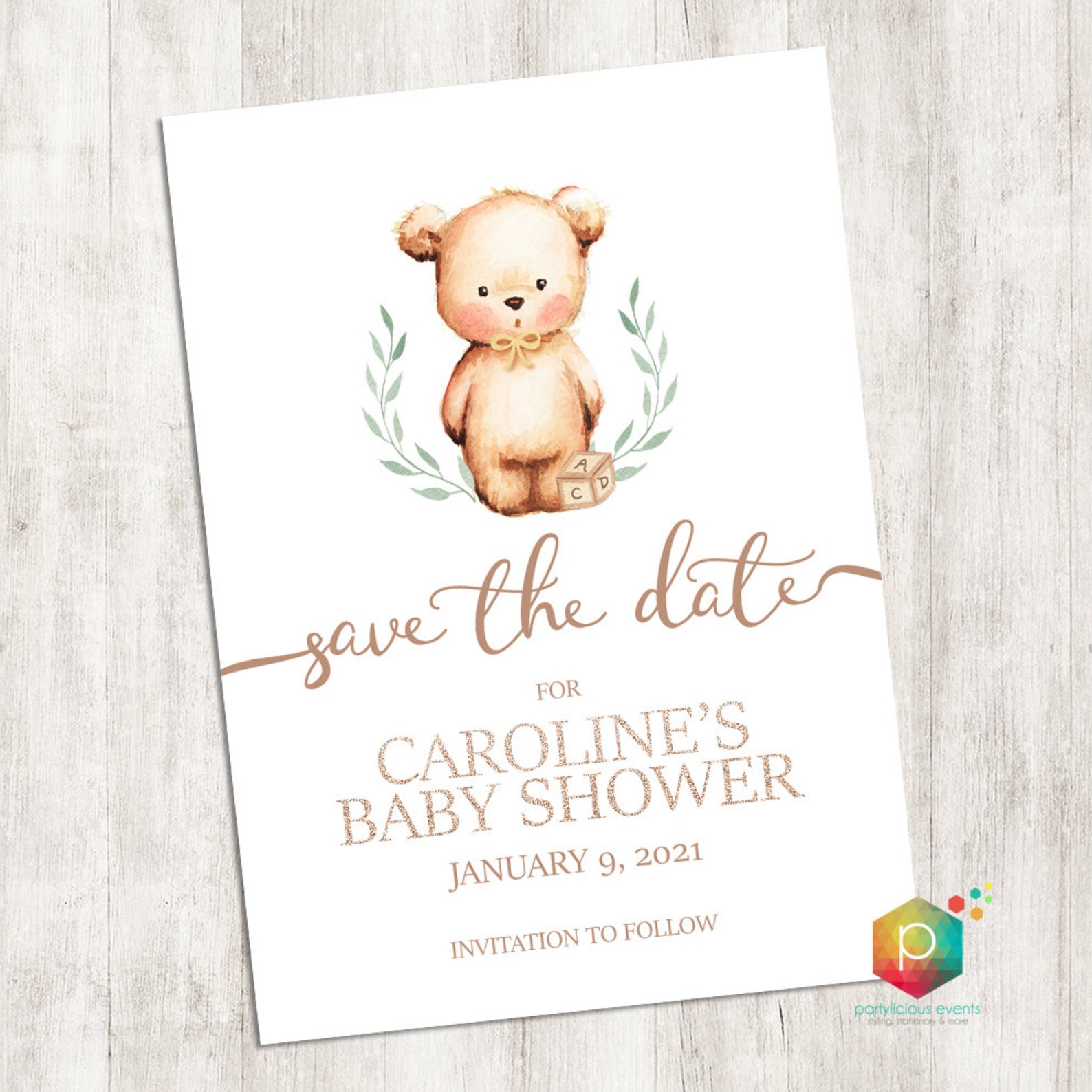 Teddy Bear Baby Shower Save the Date PRINTABLE Etsy