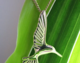 Hummingbird Necklace - Bird Pendant with Sterling Silver chain