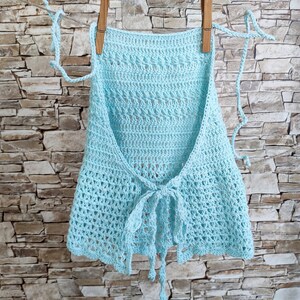 Crochet halter top in sky blue for little girl Clothes for kids photoshoot
