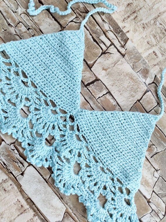 ElenaVorobey Handmade Crochet Set for Little Girls: Crochet Halter Top, Floral Trim Shorts Summer Kids Outfit Crochet Kit for Kids