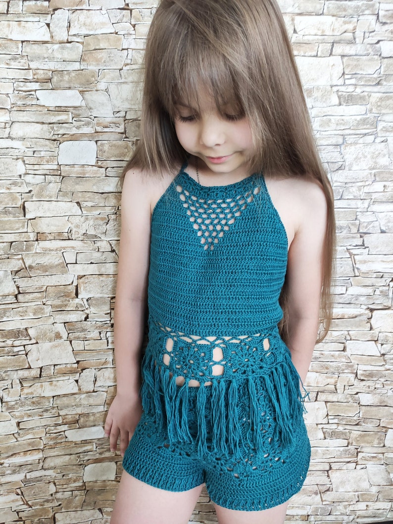 Crochet Set for Little Girl Halter Top and Shorts Beach Kids Etsy