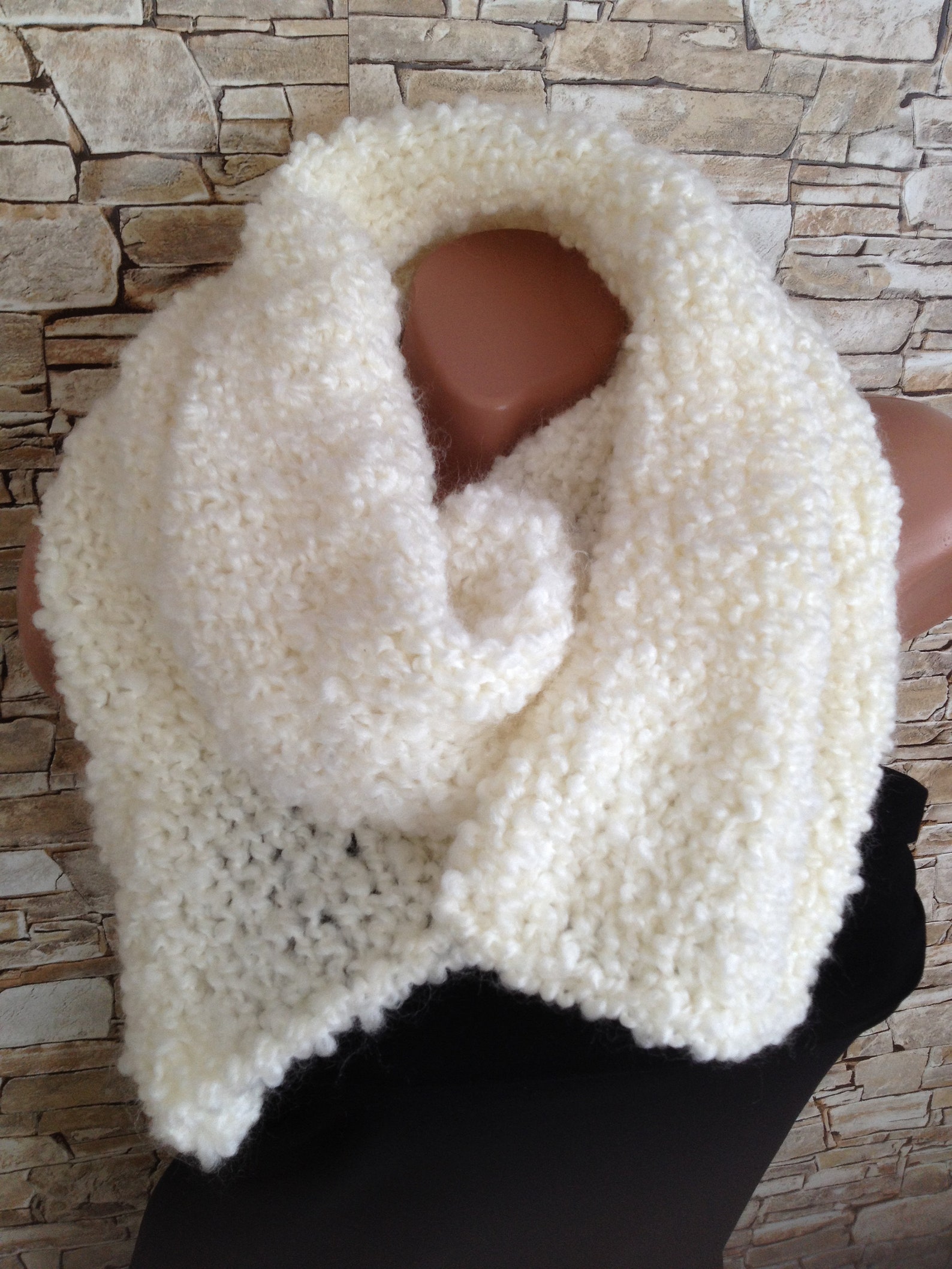 Hand knit scarf White wool winter scarf Christmas gift for her Etsy