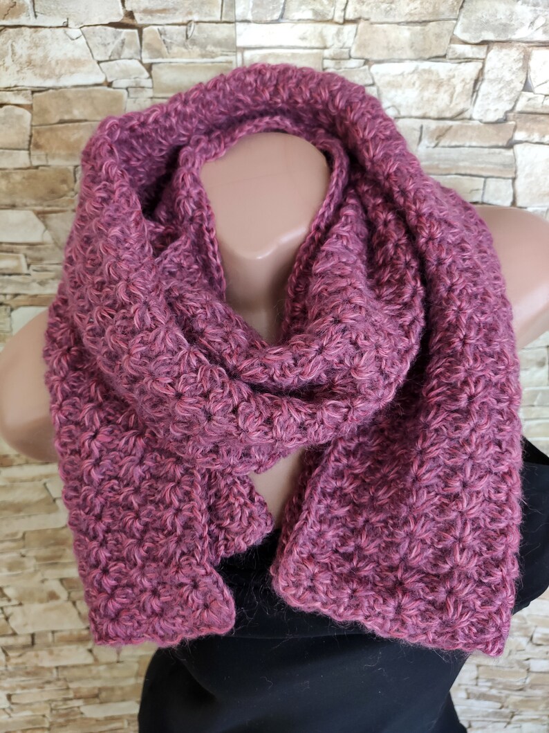 Crochet Winter Scarf Chunky Mohair Neck Warmer Handmade Etsy