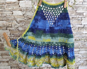 Vibrant crochet toddler top Colorful open back festival halter Beach / Boho wrap style Perfect for little ones Crochet kids top