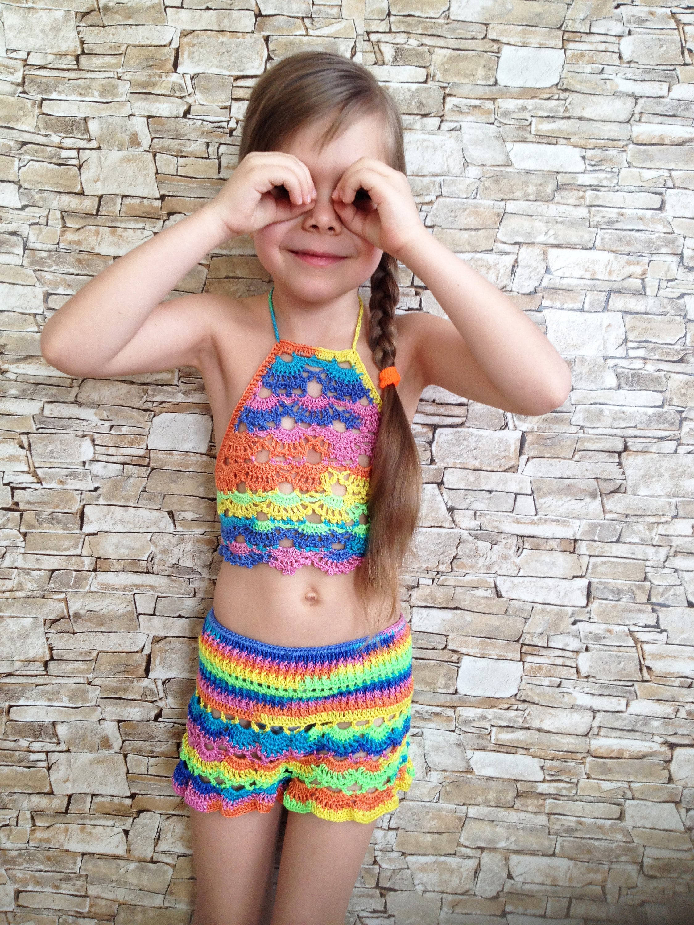 Crochet Toddler Set Crop Top \u0026 Shorts 