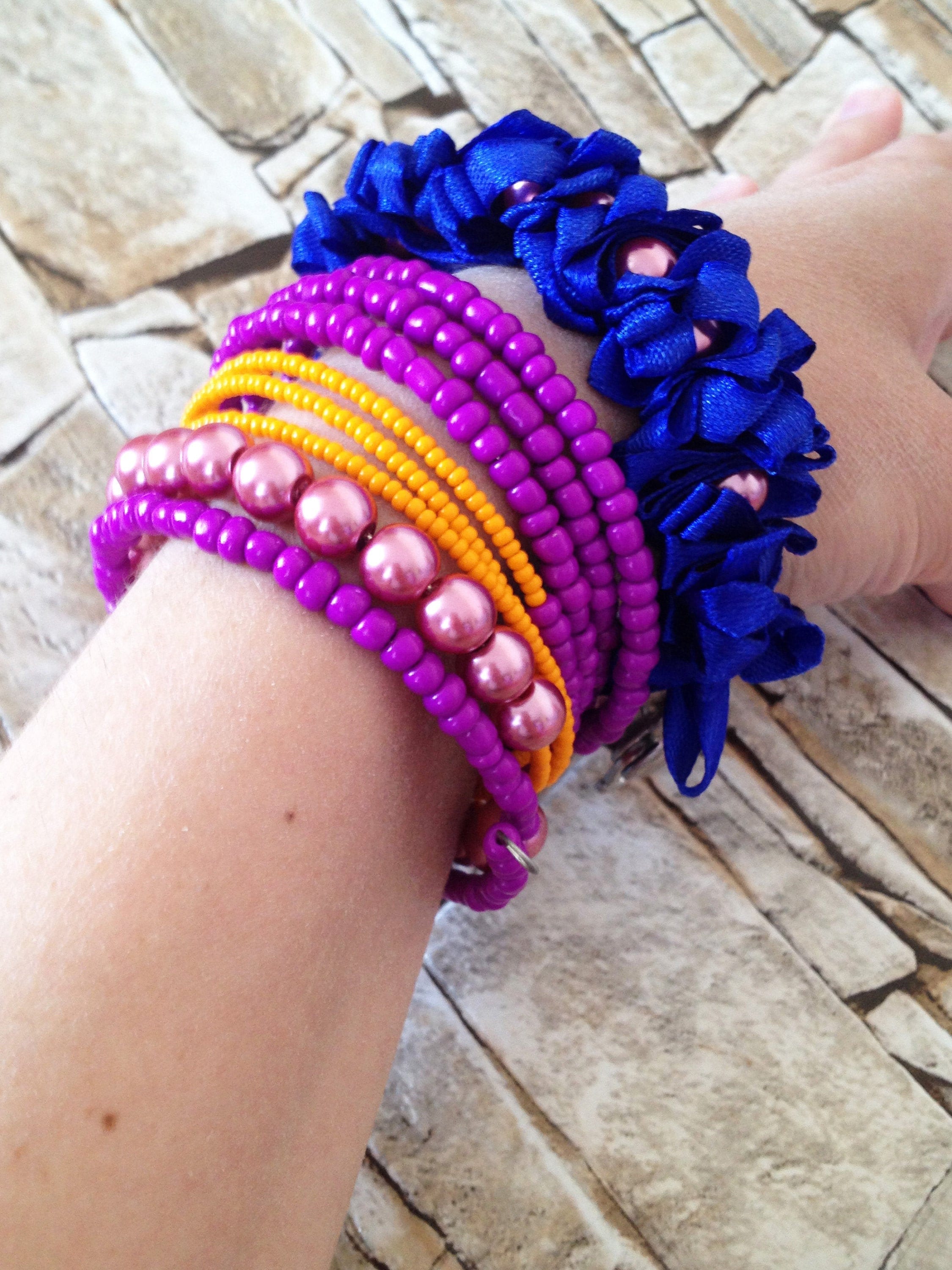 Halloween bracelets set of 2 boho beaded bracelets Orange Etsy
