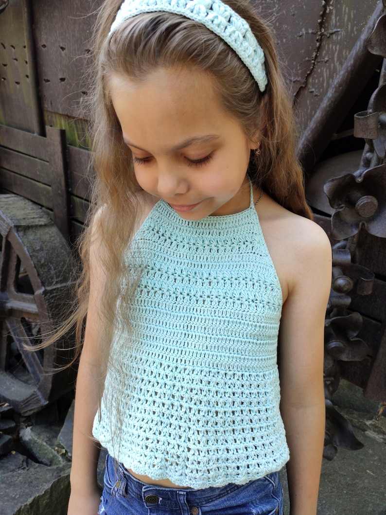 Crochet Halter Top in Sky Blue for Little Girl Clothes for - Etsy