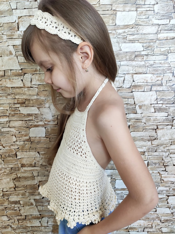 Crochet Top a fascia in vita Girls Stretch Abbigliamento per bambini bambini UK 