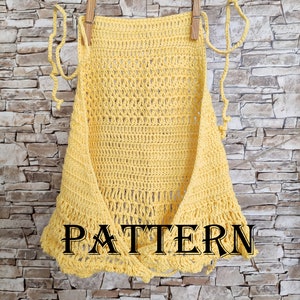 Crochet top Pattern Yellow kids open back top Digital PDF Crochet halter top Boho cover up top  Beach clothing kids PATTERN Crochet children