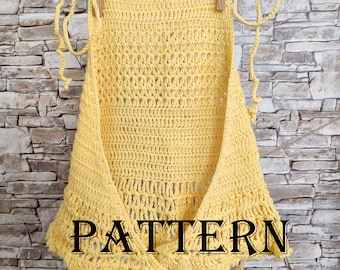 Crochet top Pattern Yellow kids open back top Digital PDF Crochet halter top Boho cover up top  Beach clothing kids PATTERN Crochet children