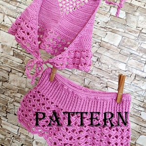 Crochet toddler set top and shorts PATTERN Vacation clothing for children 2 PDF Pattern Tutorial Crochet toddler beach clothind digital Gift