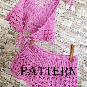 Crochet toddler set top and shorts PATTERN Vacation clothing for children 2 PDF Pattern Tutorial Crochet toddler beach clothind digital Gift