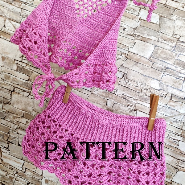 Crochet ensemble haut et shorts pour tout-petits PATTERN Vêtements de vacances pour enfants 2 PDF Pattern Tutorial Crochet bambin plage clothind cadeau numérique