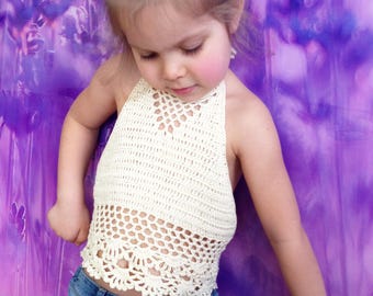 Bow crochet pink toddler top/ Baby toddler top/ Crochet