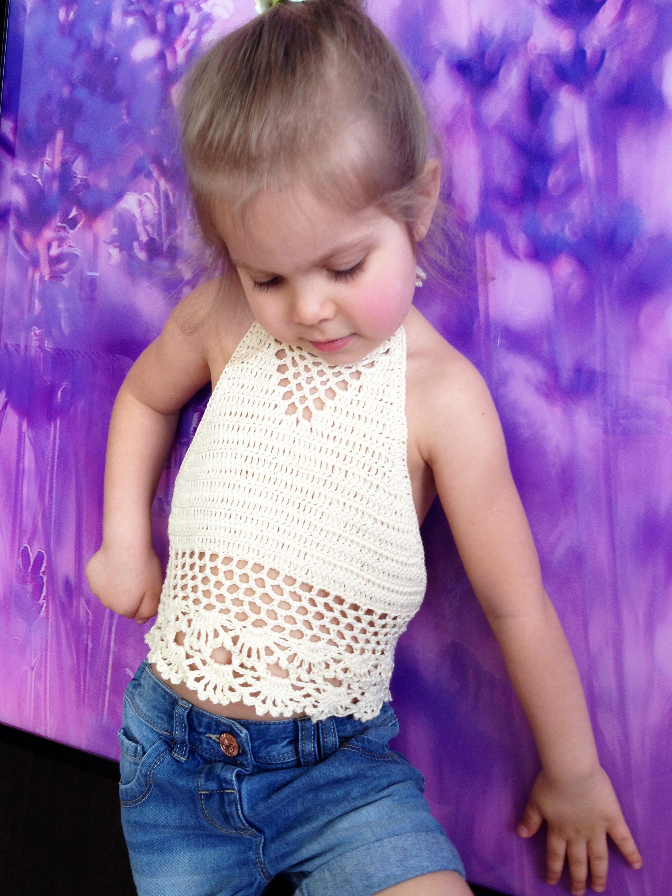 Ivory toddler top/ Crochet halter top/ Baby girl festival top/ | Etsy