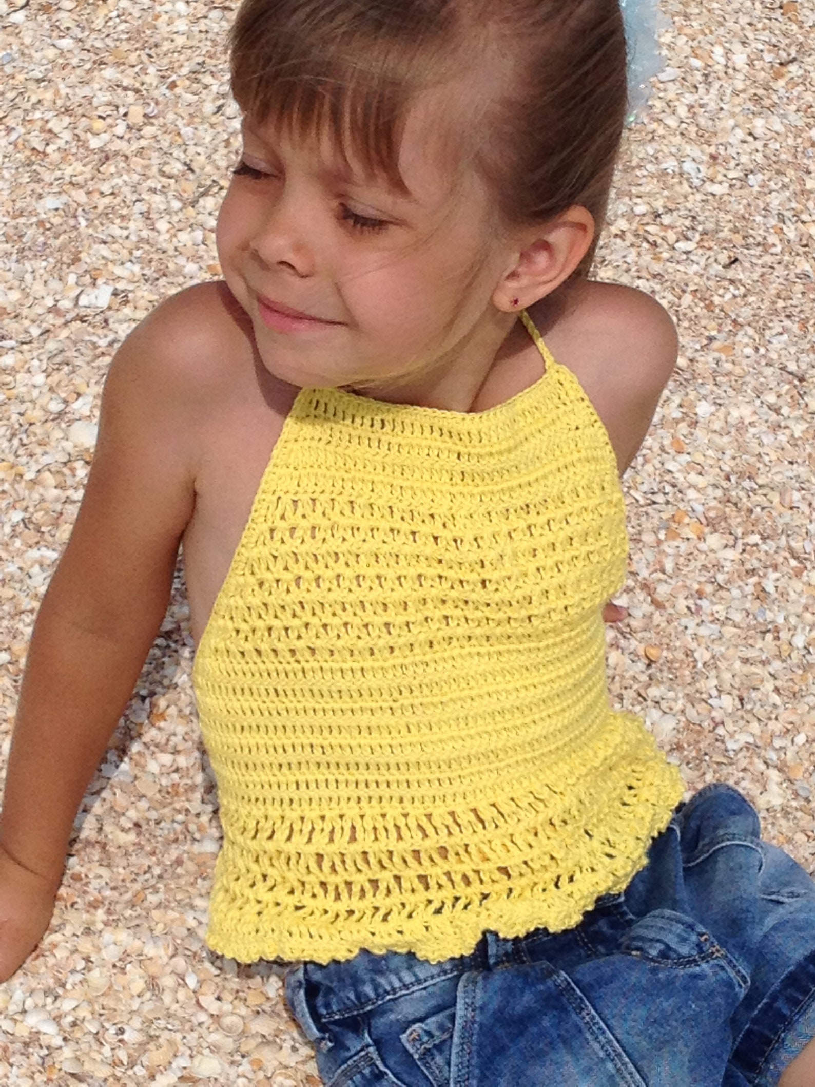 Yellow crochet halter top for little girls Beach clothing kids | Etsy
