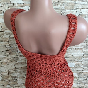 Crochet crop top in terracotta Beachwear for women Bohemian festival summer crochet outfit Halter top image 2