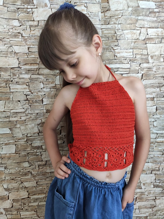 cuadrada ganchillo halter top para terracota - Etsy España