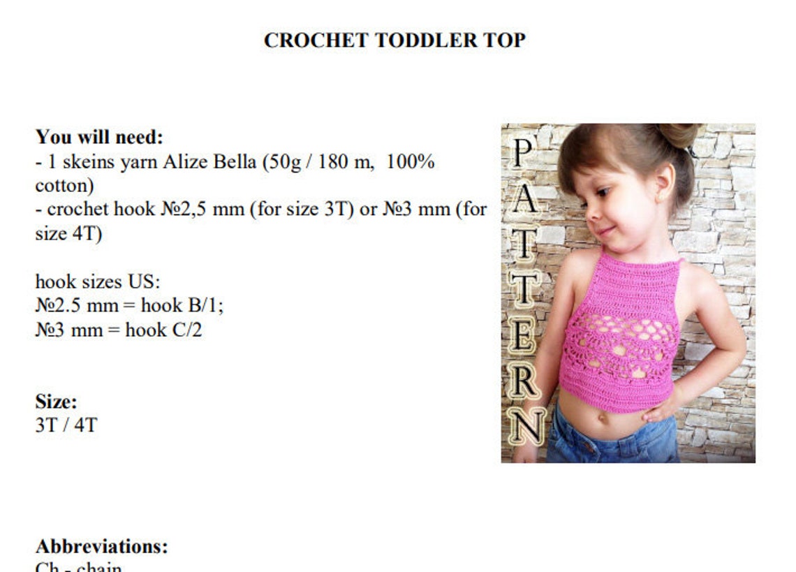 Crochet Toddler Top PATTERN High Neck Open Back Toddlers Top Etsy