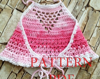 Crochet baby crop top PATTERN Beach summer clothing for baby PDF instant download Open back halter babies top Pattern Colorful boho outfit