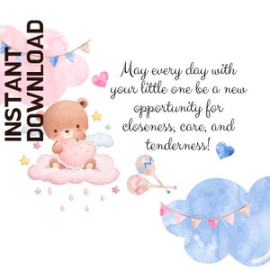 Regalo de baby shower. 20 mensajes sinceros de baby shower en tarjetas digitales. Descarga instantánea JPG, PNG y PDF incluidos. Tarjetas de Baby Shower para imprimir