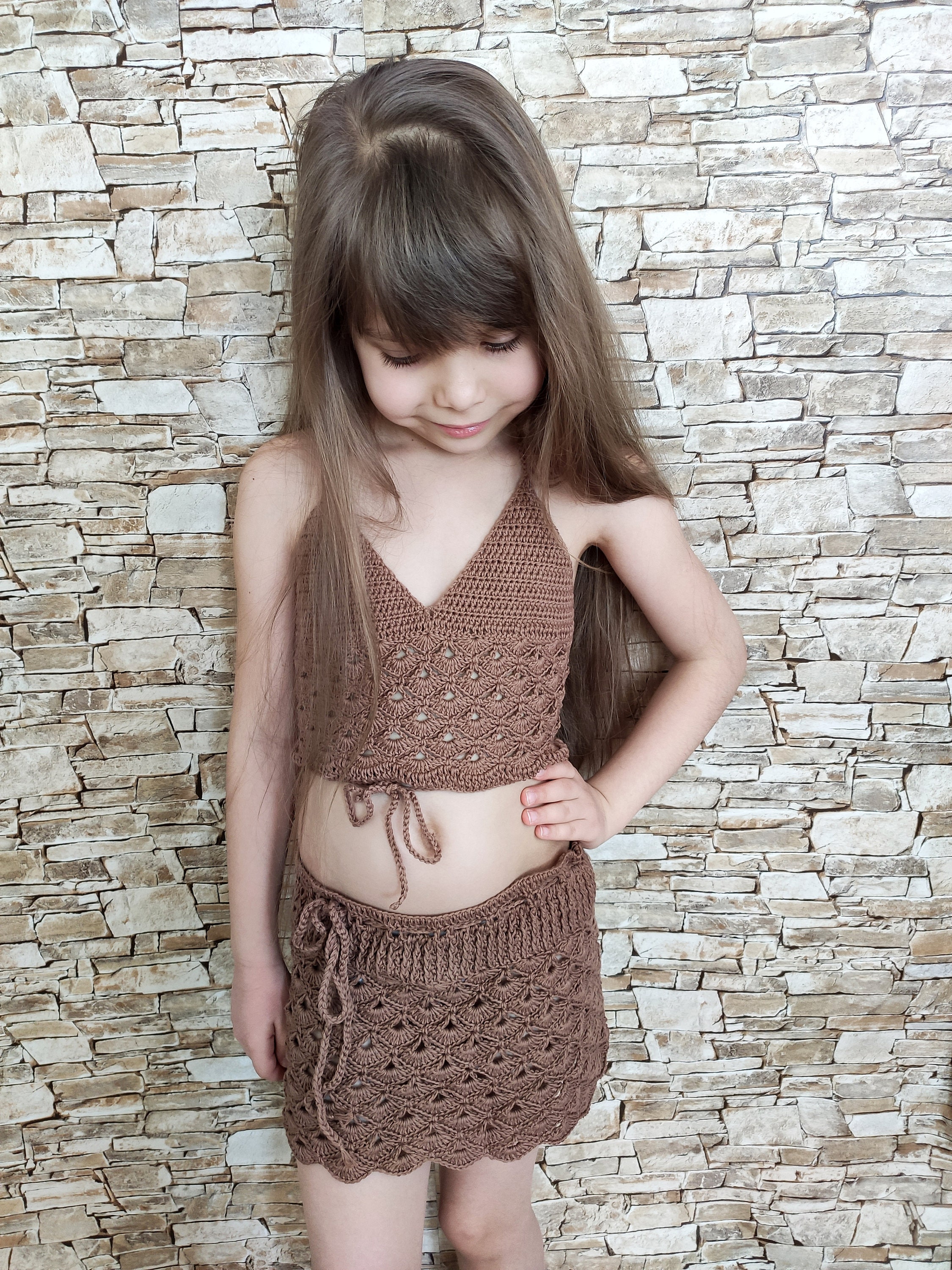 Crochet Set Crop Top and Skirt for Kids / Women's Boho Etsy UK